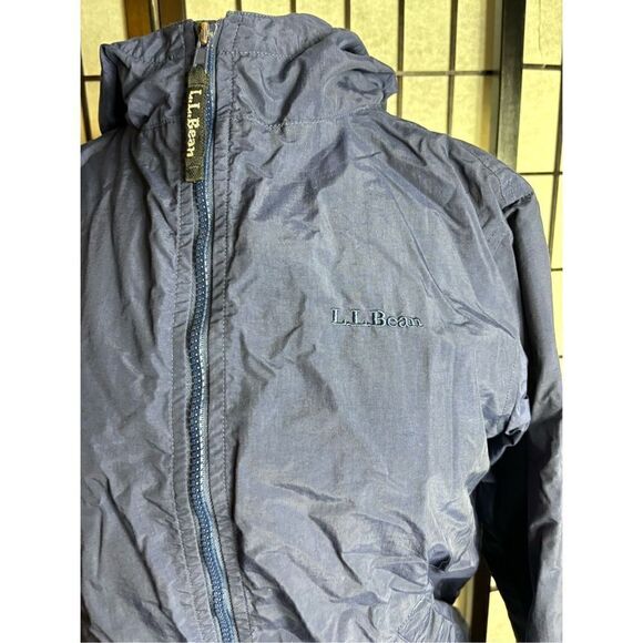 LL Bean Blue Hooded Zip Up Windbreaker Jacket - Picture 3 of 6